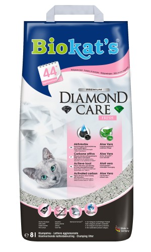 Biokat's Diamond Fresh aromatizētas cementējošās smiltis kaķu tualetēm ar Aloe vera 8L